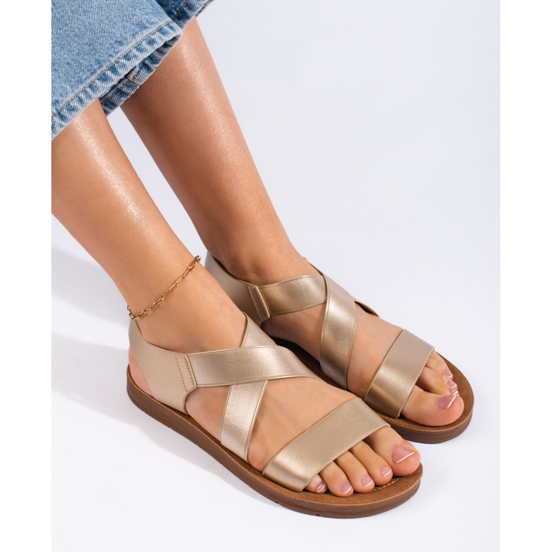 Sandali slip-on dorati da donna d'oro 1