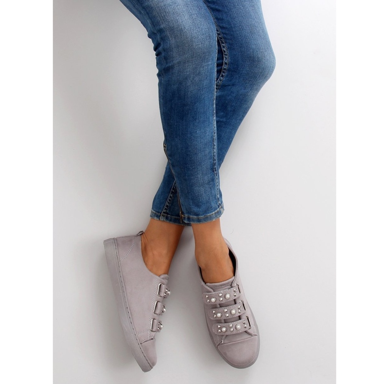 Sneakers con perle l1078 Grigio 1