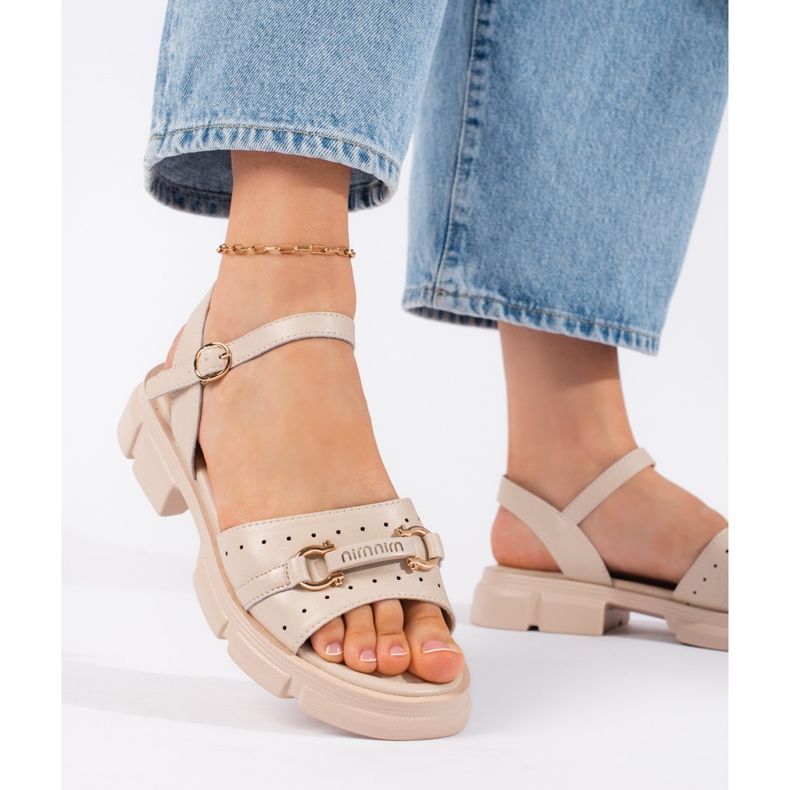 Goodin Sandali da donna in pelle beige 1