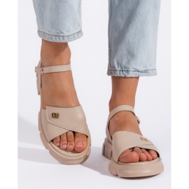 Goodin Comodi sandali da donna in pelle beige 1