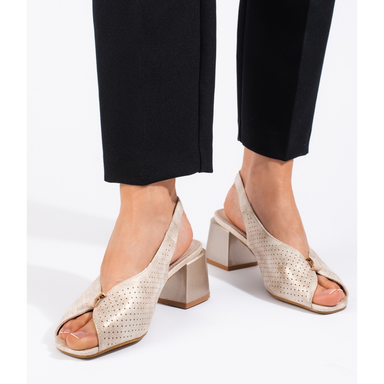 Goodin Eleganti sandali dorati con tacco alto d'oro 2