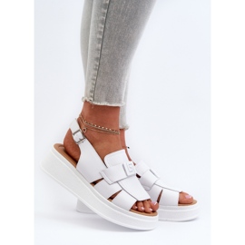 Sandali Vivitellia In Pelle Bianca Da Donna Con Plateau E Zeppa bianco 2