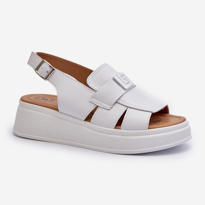 Sandali Vivitellia In Pelle Bianca Da Donna Con Plateau E Zeppa 1