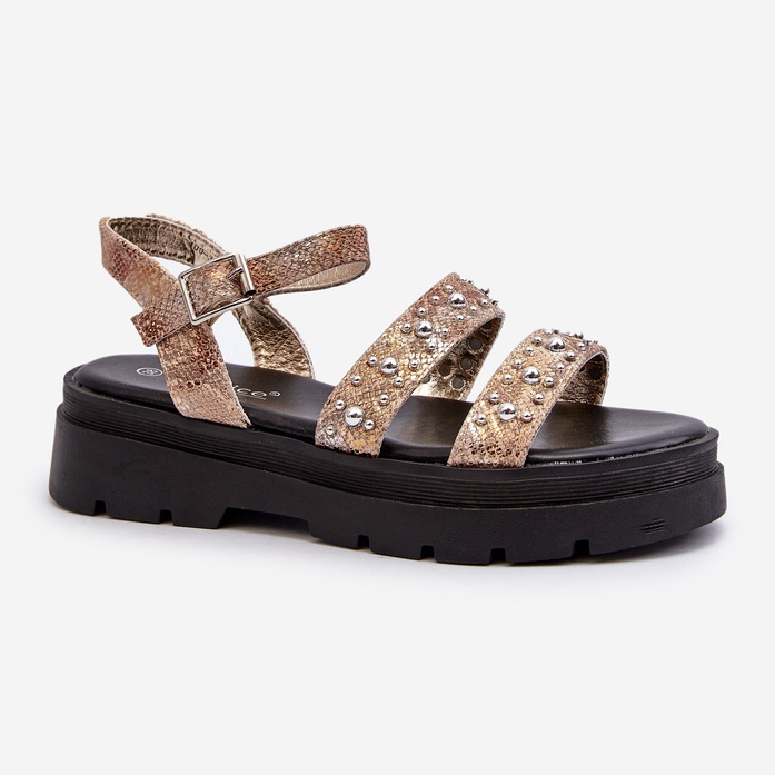 Sandali Decorati da Donna Eco Pelle Oro-Beige Arcida 1
