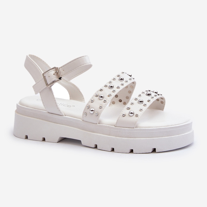 Sandali Decorati da Donna Eco Pelle Bianco Arcida bianca 2