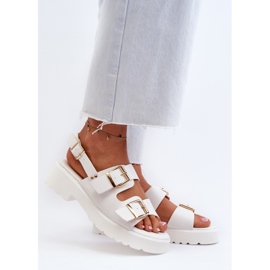 Sandali Da Donna Con Fibbie In Eco Pelle Bianco Konanttia 2