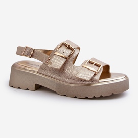 Sandali Con Fibbia Da Donna In Eco Pelle Oro Konantia d'oro 1
