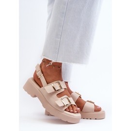 Sandali Da Donna Con Fibbie In Eco Pelle Beige Konanttia 2