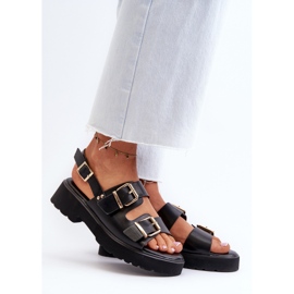 Sandali Da Donna Con Fibbie In Eco Pelle Nero Konanttia 2