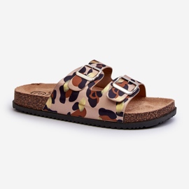 Infradito da Donna Beige e Marrone con Fibbie Oliena 2