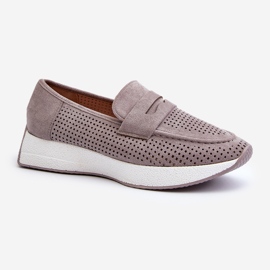 Mocassini Da Donna Con Plateau Eco Camoscio Grigio Inesqua 1