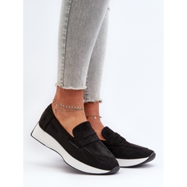 Mocassini Da Donna Sul Plateau Eco Camoscio Nero Inesqua 2