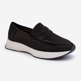 Mocassini Da Donna Sul Plateau Eco Camoscio Nero Inesqua 1