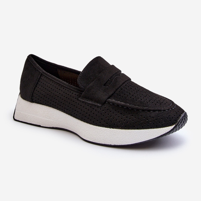 Mocassini Da Donna Sul Plateau Eco Camoscio Nero Inesqua 1