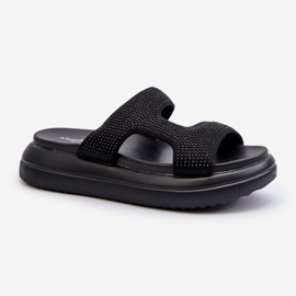 Infradito decorate da donna nere Jestella su piattaforma nero 1