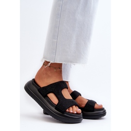 Infradito decorate da donna nere Jestella su piattaforma nero 2