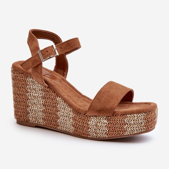 Sandali Con Zeppa Da Donna Con Reviala Cammello Intrecciato marrone 1