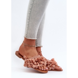 Infradito Piatte Da Donna Con Frange, Rosa Dirty Rialle 2