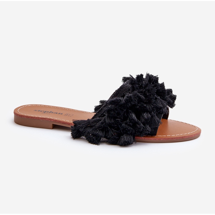 Infradito Piatti Da Donna Con Frange, Nero Rialle 2