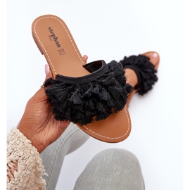 Infradito Piatti Da Donna Con Frange, Nero Rialle 1