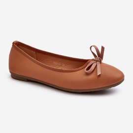 Ballerine in ecopelle con fiocco sandalo color cammello marrone 1