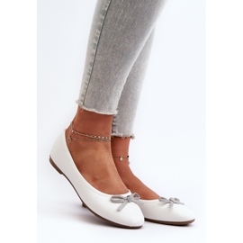 Ballerine in ecopelle con fiocco, sandalo bianco bianca 2