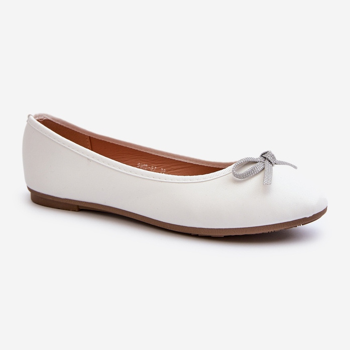 Ballerine in ecopelle con fiocco, sandalo bianco 1