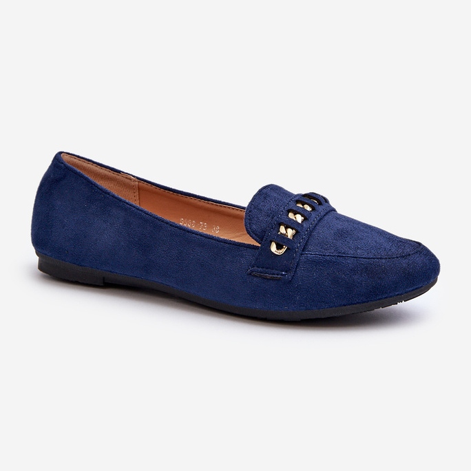 Mocassini Lucidi da Donna Con Catena, Aredilla Blu Navy 1