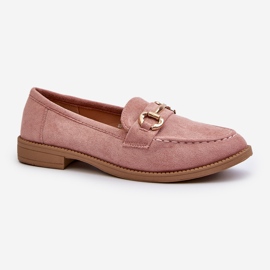 Mocassini Tacco Piatto Da Donna Con Decoro Aviole Rosa 1