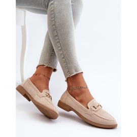 Mocassini Tacco Piatto Da Donna Con Decoro Aviole Beige 1