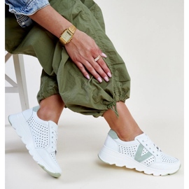 Sneakers Vinceza in pelle bianca traforata 1