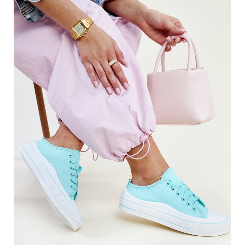 Sneakers con plateau Fiori menta blu 1