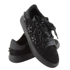 Sneakers in raso 16-535 Lacci neri nero 2