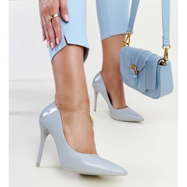 Stiletto in vernice grigio chiaro con inserto in pelle Jadoin 1