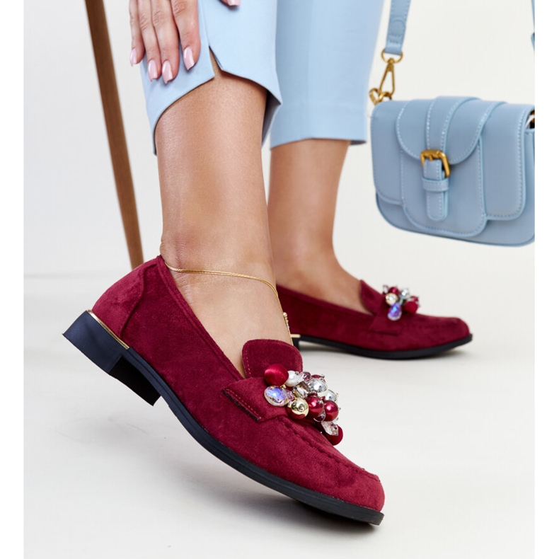 Mocassini bordeaux con decori Dahera rosso 1