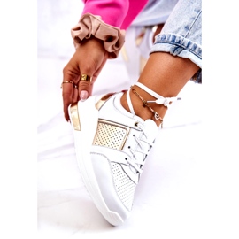 S.Barski Scarpe Sportive In Pelle Da Donna Su Un Larson Bianco Con Zeppa 5
