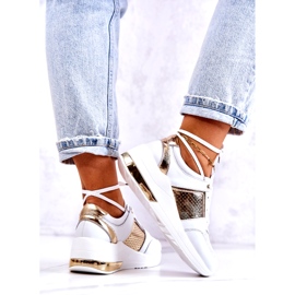 S.Barski Scarpe Sportive In Pelle Da Donna Su Un Larson Bianco Con Zeppa bianca 4