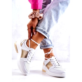 S.Barski Scarpe Sportive In Pelle Da Donna Su Un Larson Bianco Con Zeppa bianca 2