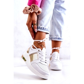 S.Barski Scarpe Sportive In Pelle Da Donna Su Un Larson Bianco Con Zeppa 1