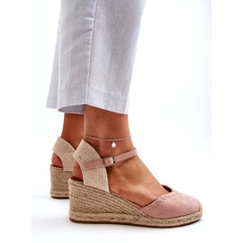 Joia Sandali con zeppa espadrillas in pelle scamosciata con treccia, rosa 3