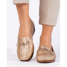 Mocassini dorati da donna d'oro 1