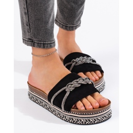 Infradito da donna nere con decorazione nero 1