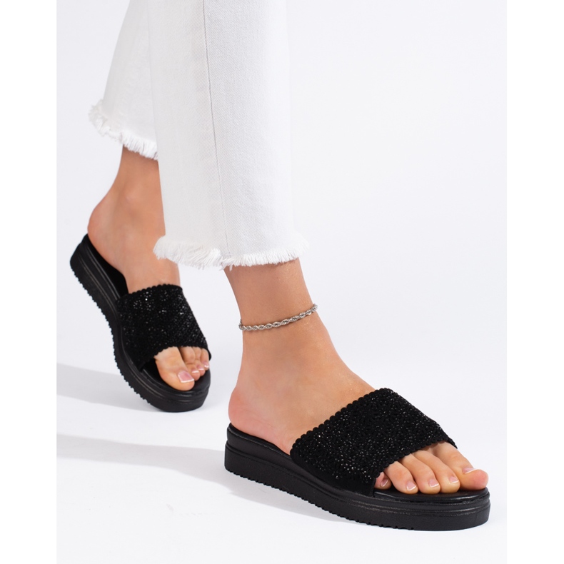 Infradito da donna nere con plateau nero 2