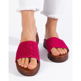 Ciabatte da donna con plateau fucsia rosa 1