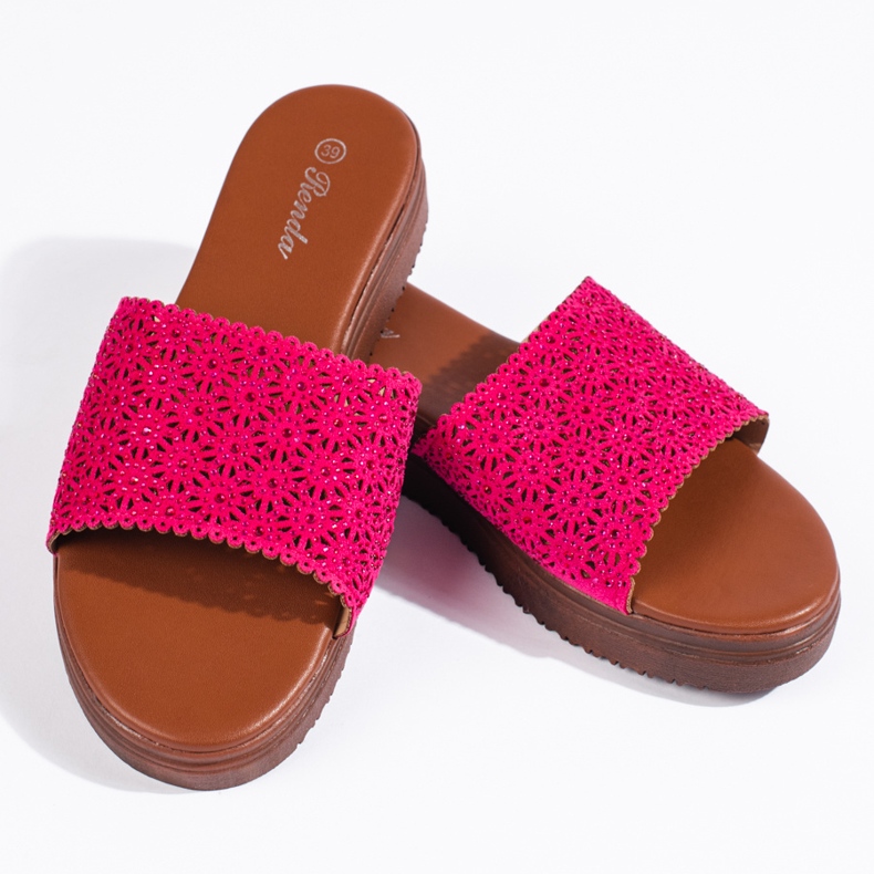 Ciabatte da donna con plateau fucsia rosa 2