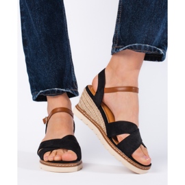 Sandali con zeppa neri da donna nero 1