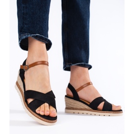 Sandali con zeppa neri da donna nero 2