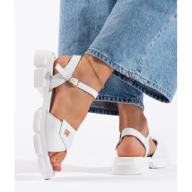 Goodin Comodi sandali da donna in pelle bianca bianco 2