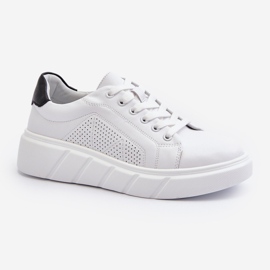 Sneakers da donna con plateau in pelle bianche Gatira bianco 2