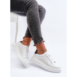 Sneakers da donna con plateau in pelle bianche Gatira bianco 1